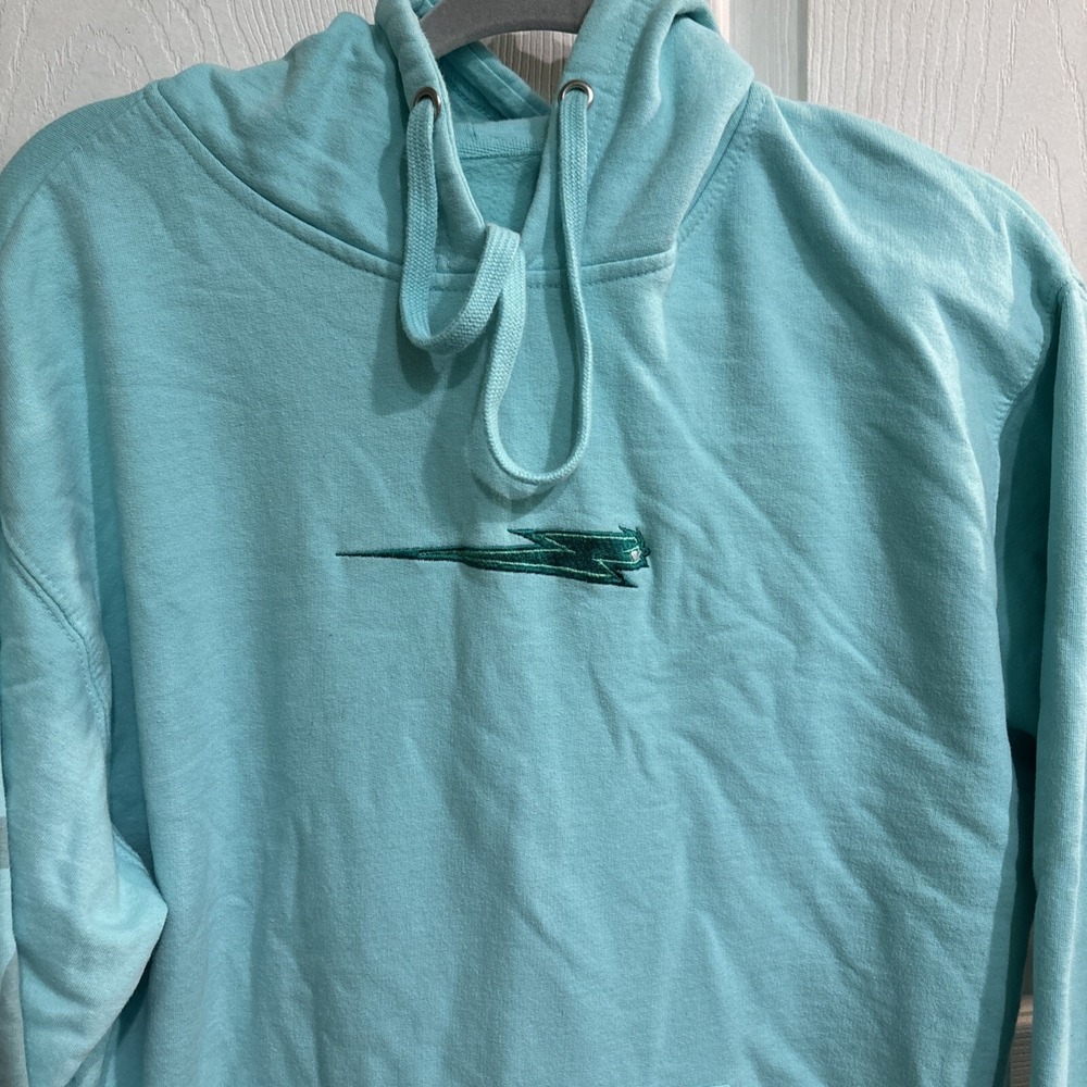 Mr Beast Hoodie Size Medium Kangaroo Pocket  Aqua Blue/Green